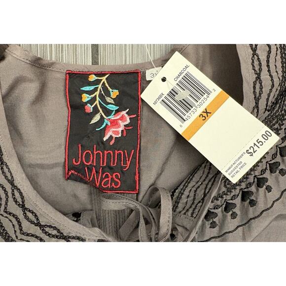 Johnny Was Gray Embroidered Tunic Top Size 3X New With Defect Bohemian - Picture 2 of 6
